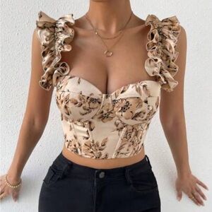 Floral Print Bustier Crop Top